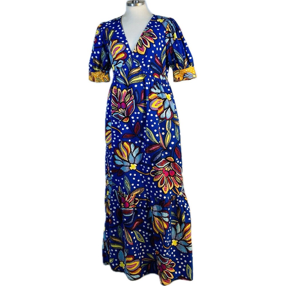Tabitha Brown sz 4 Blue Floral Maxi Dress